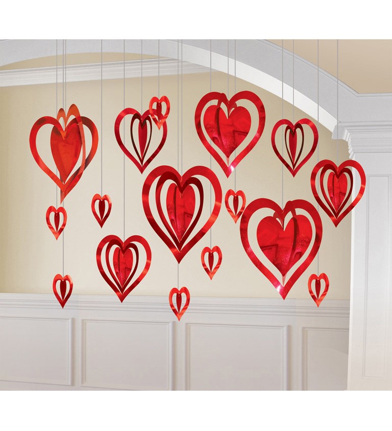 Dekorace Valentýnská 3D srdce