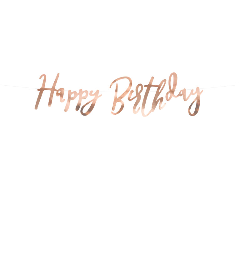 Girlanda - Happy Birthday růžové zlato
