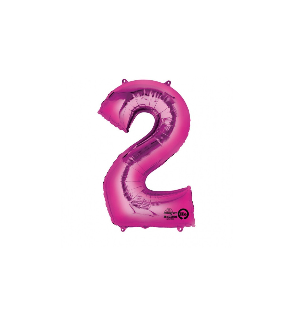 Růžový fóliový balónek číslo 2