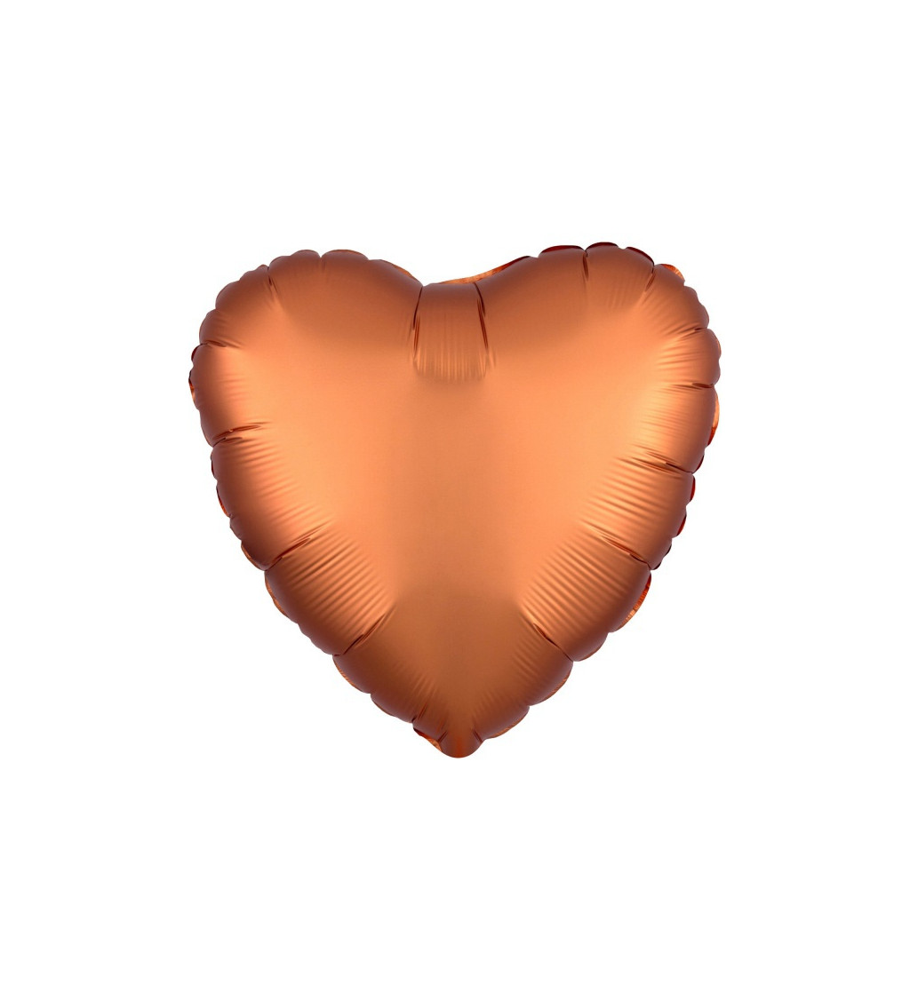 Tmavě oranžový sametový fóliový balónek srdce