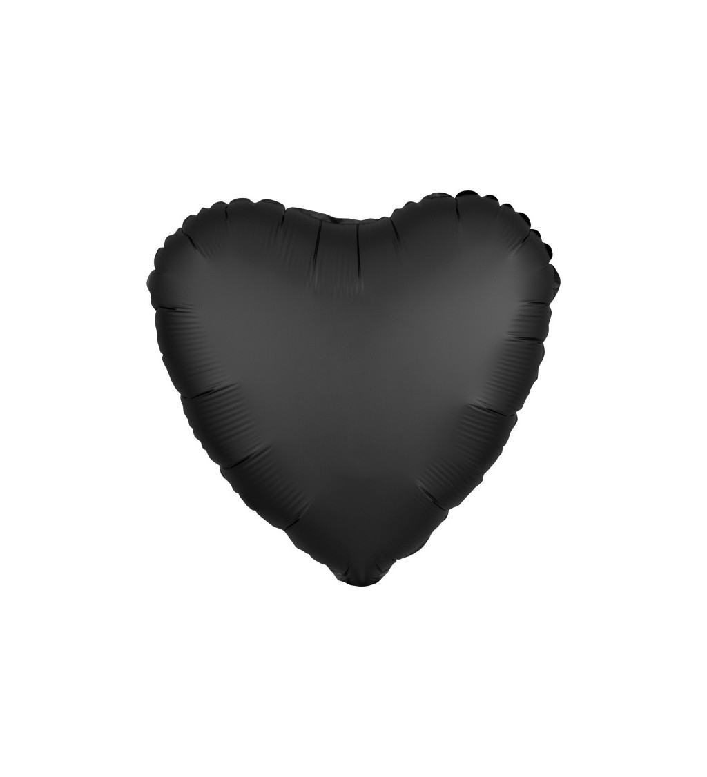 Černý sametový fóliový balónek srdce