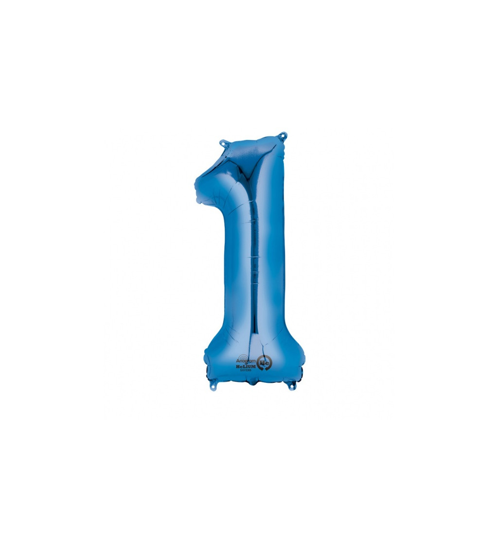 Modrý fóliový balónek číslo 1