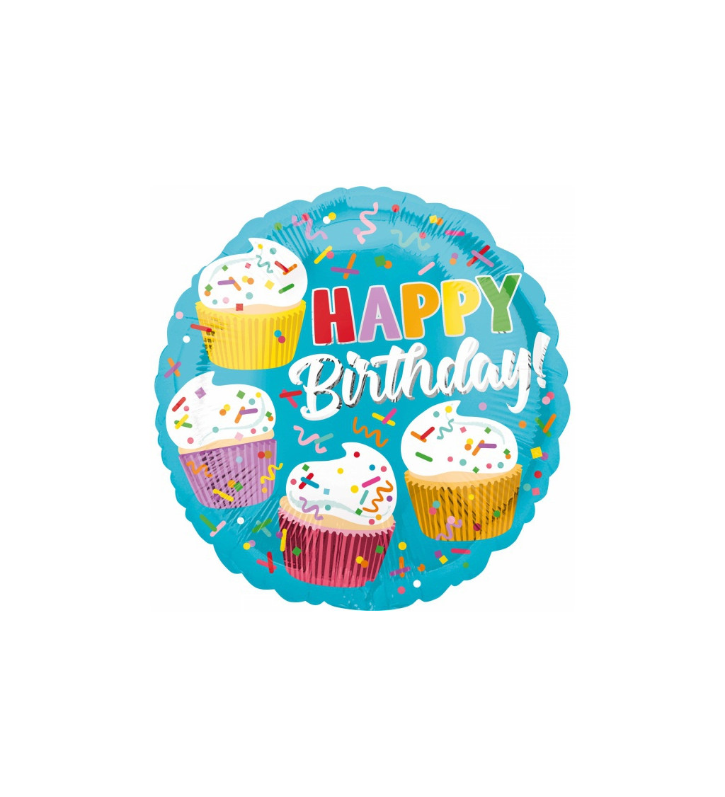 Narozeninový cupcake fóliový balónek