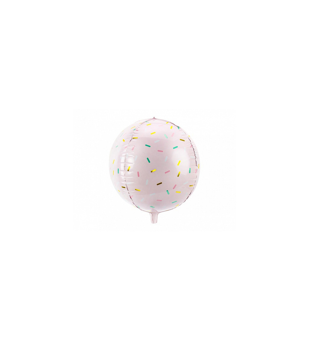 Světle růžový fóliový balónek s čárkami
