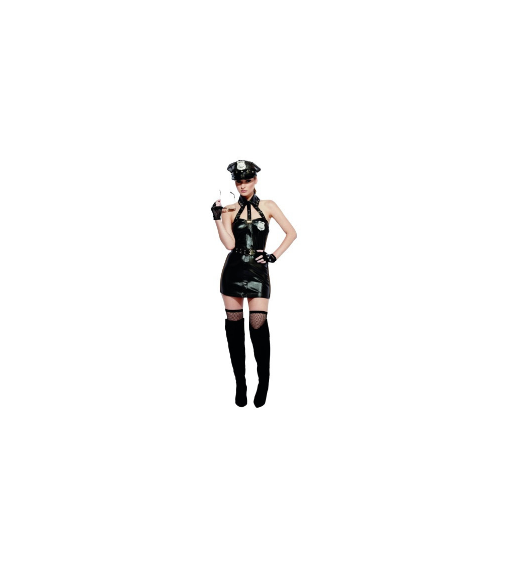 Dámský kostým Sexy policistka v černém latexu