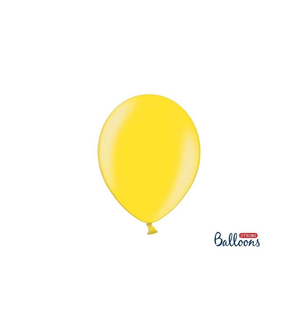 Balónek metalický - žlutý - 10 ks