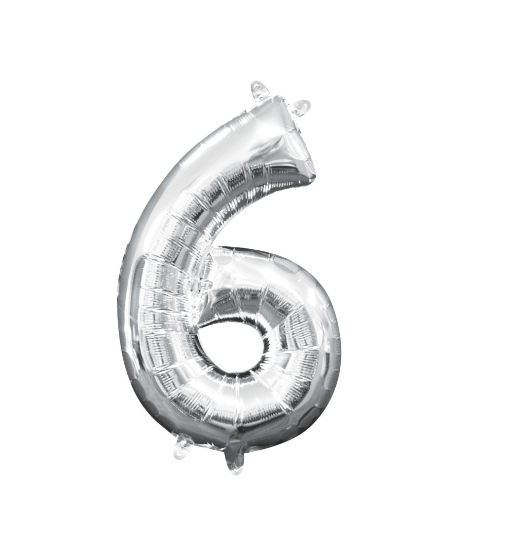 Stříbrný mini fóliový balónek - číslo 6