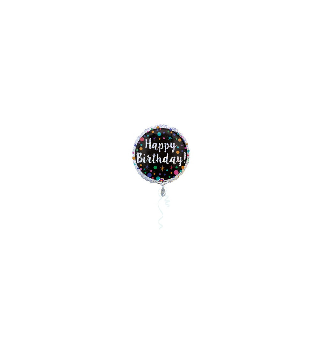 Fóliový balónek - Happy Birthday - tečky