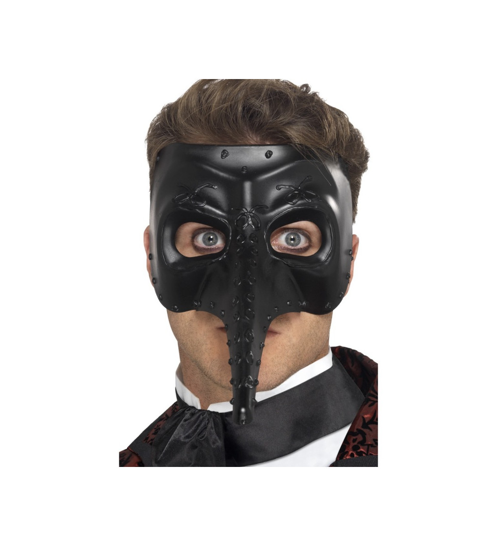 Benátská maska Dlouhý nos - černá