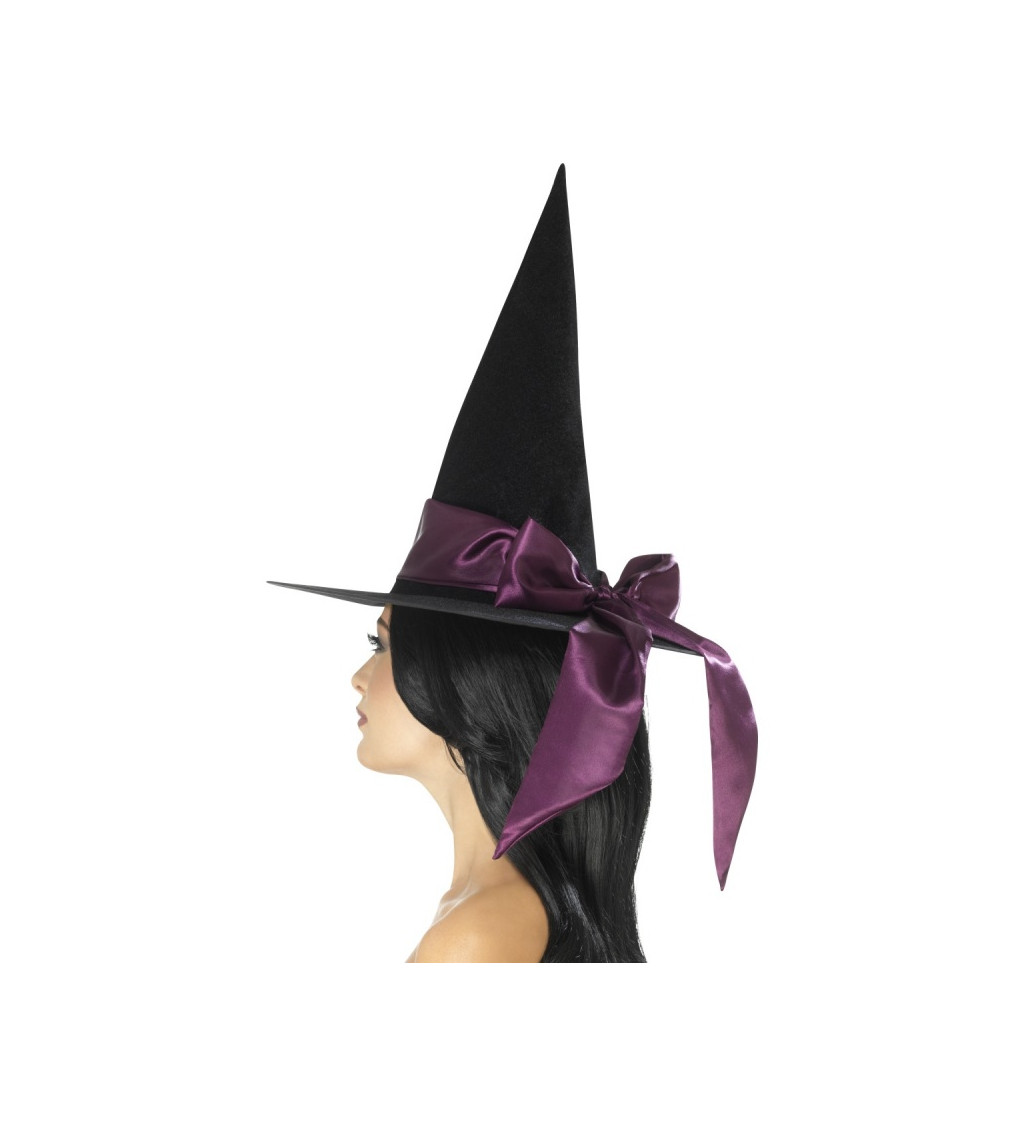 Čarodějnický klobouk s vínovou mašlí