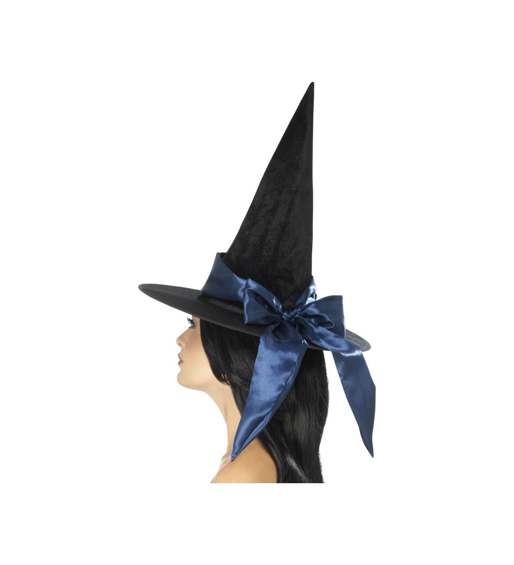 Čarodějnický klobouk s modrou mašlí