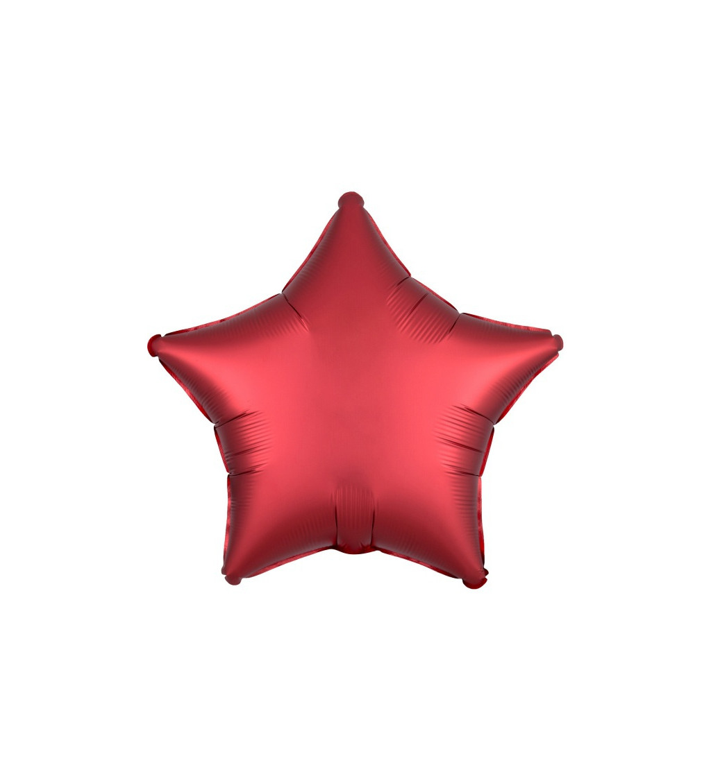 Tmavě červený sametový fóliový balónek hvězda