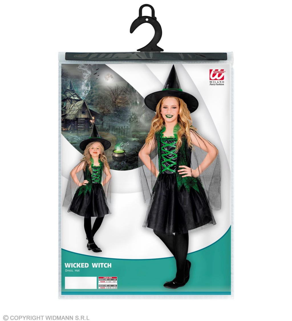 Dětský kostým Čarodějka zelená