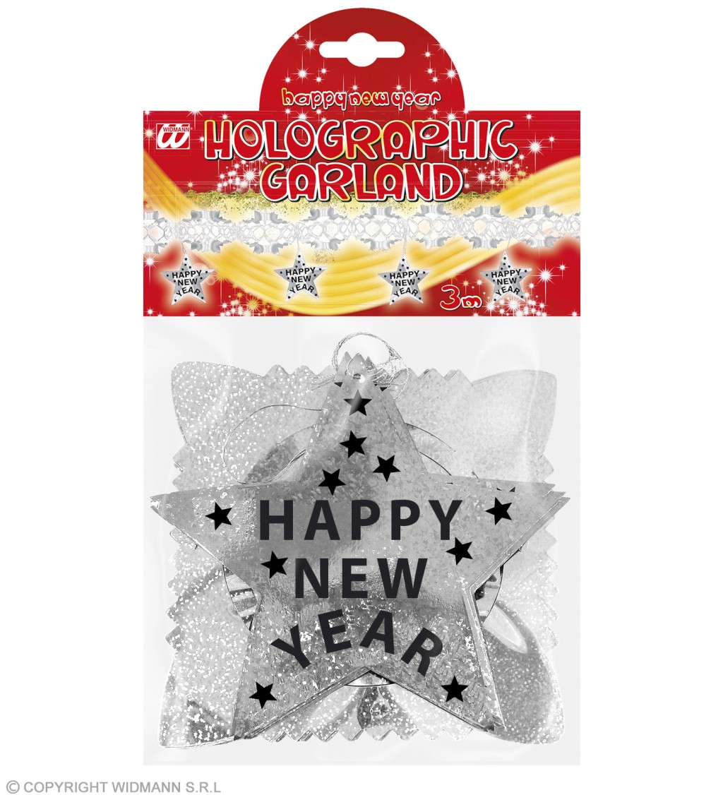 Girlanda stříbrná - Happy New Year