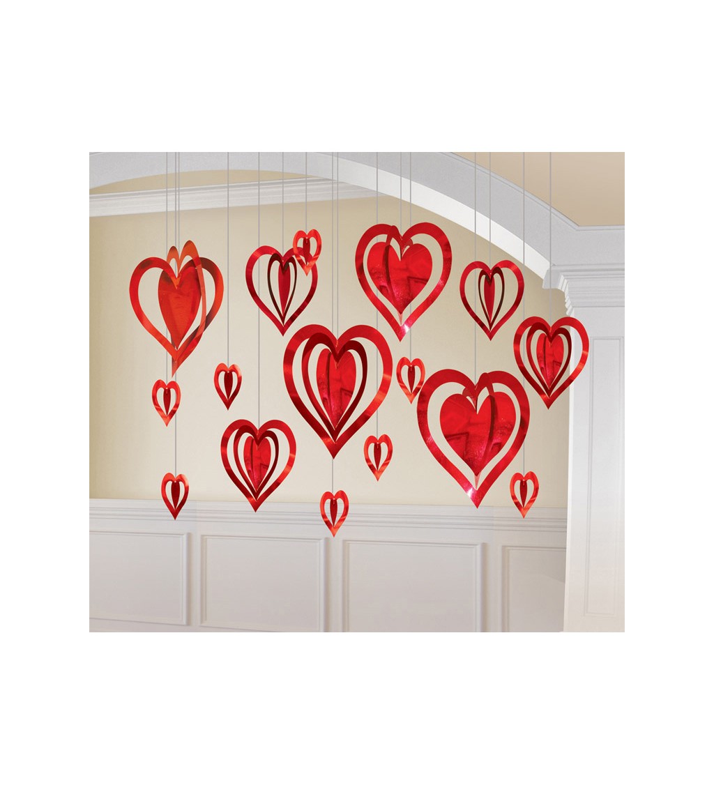 Dekorace Valentýnská 3D srdce