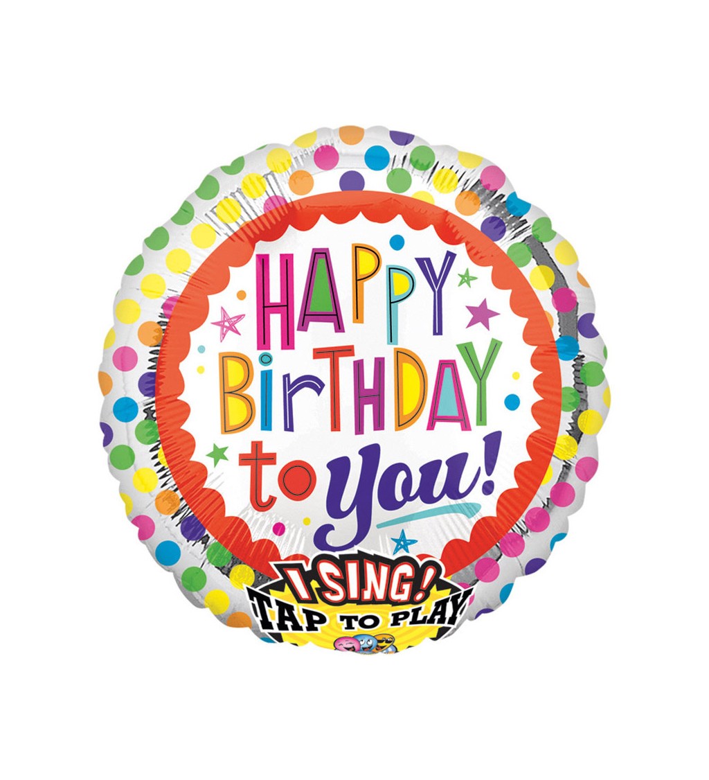 Fóliový balónek Happy Birthday se zvuky