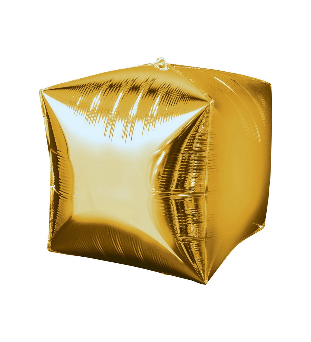 Fóliový balónek ve tvaru kostky - zlatá