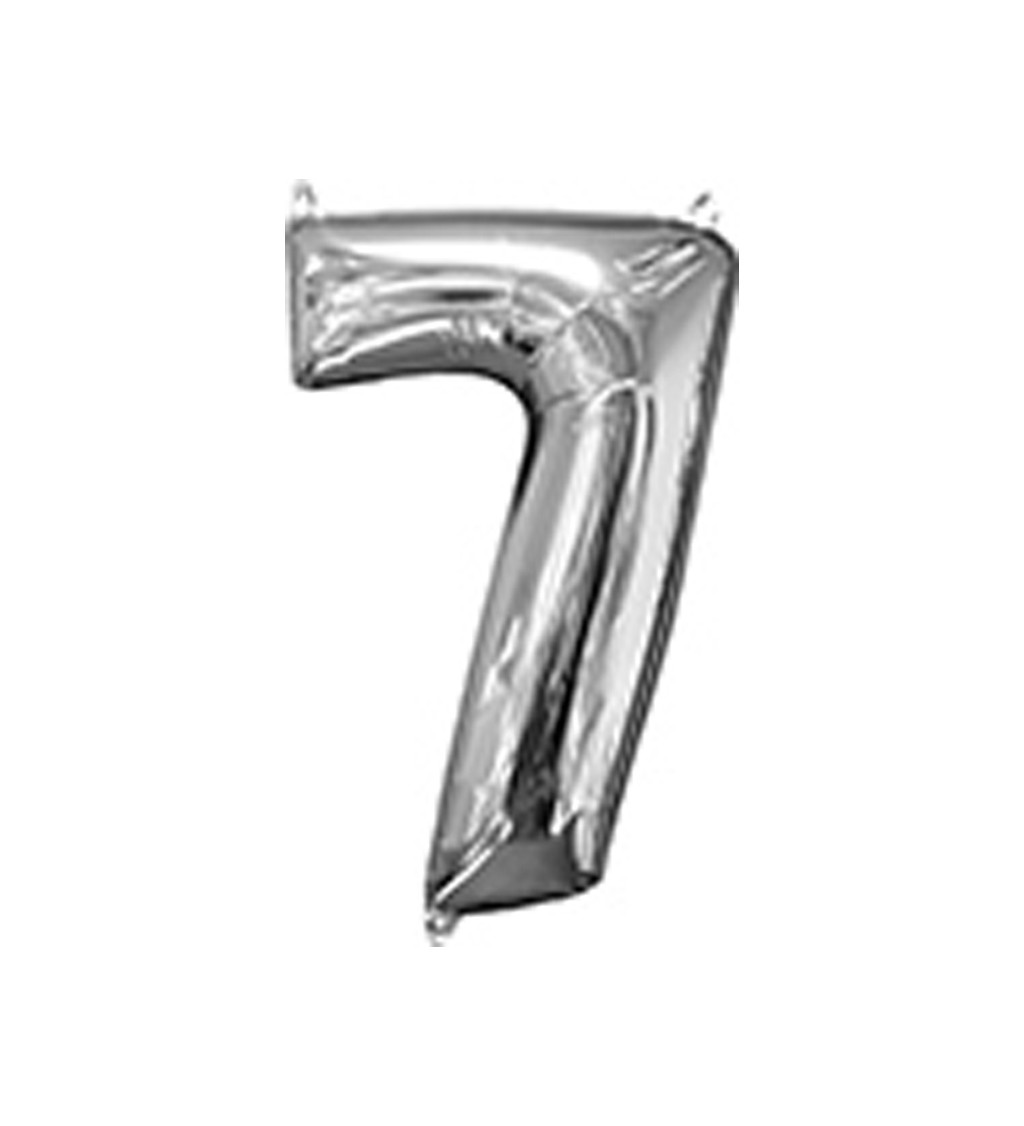 Číslo 7 stříbrný fóliový balónek