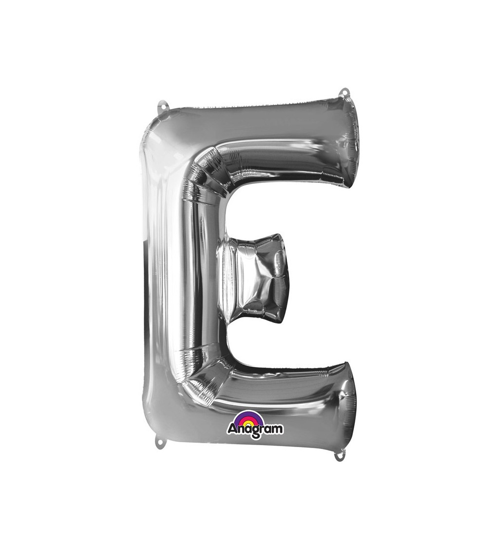 Stříbrný fóliový balónek písmeno E