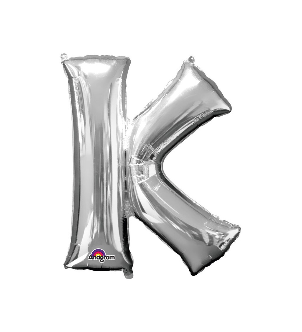 Stříbrný fóliový balónek písmeno K