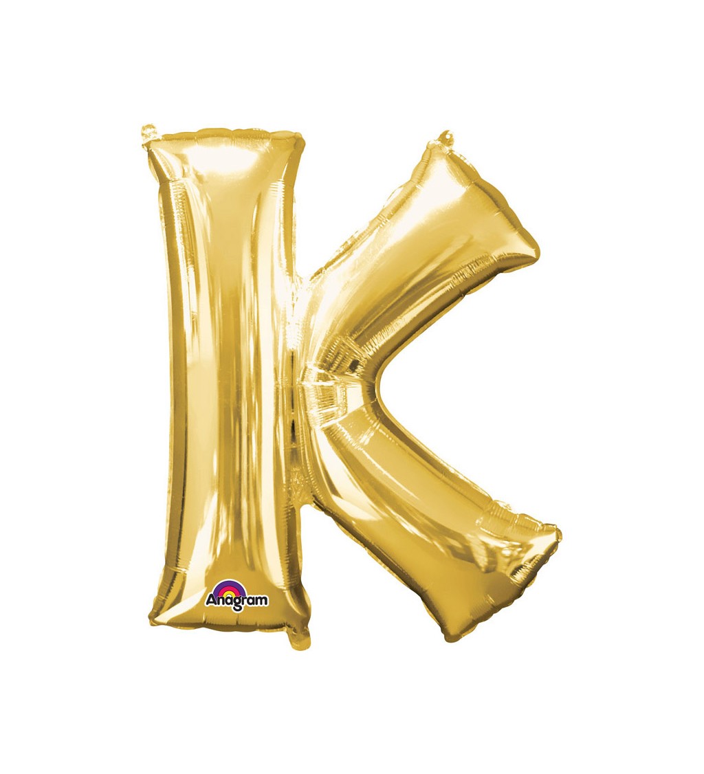 Zlatý fóliový balónek písmeno K