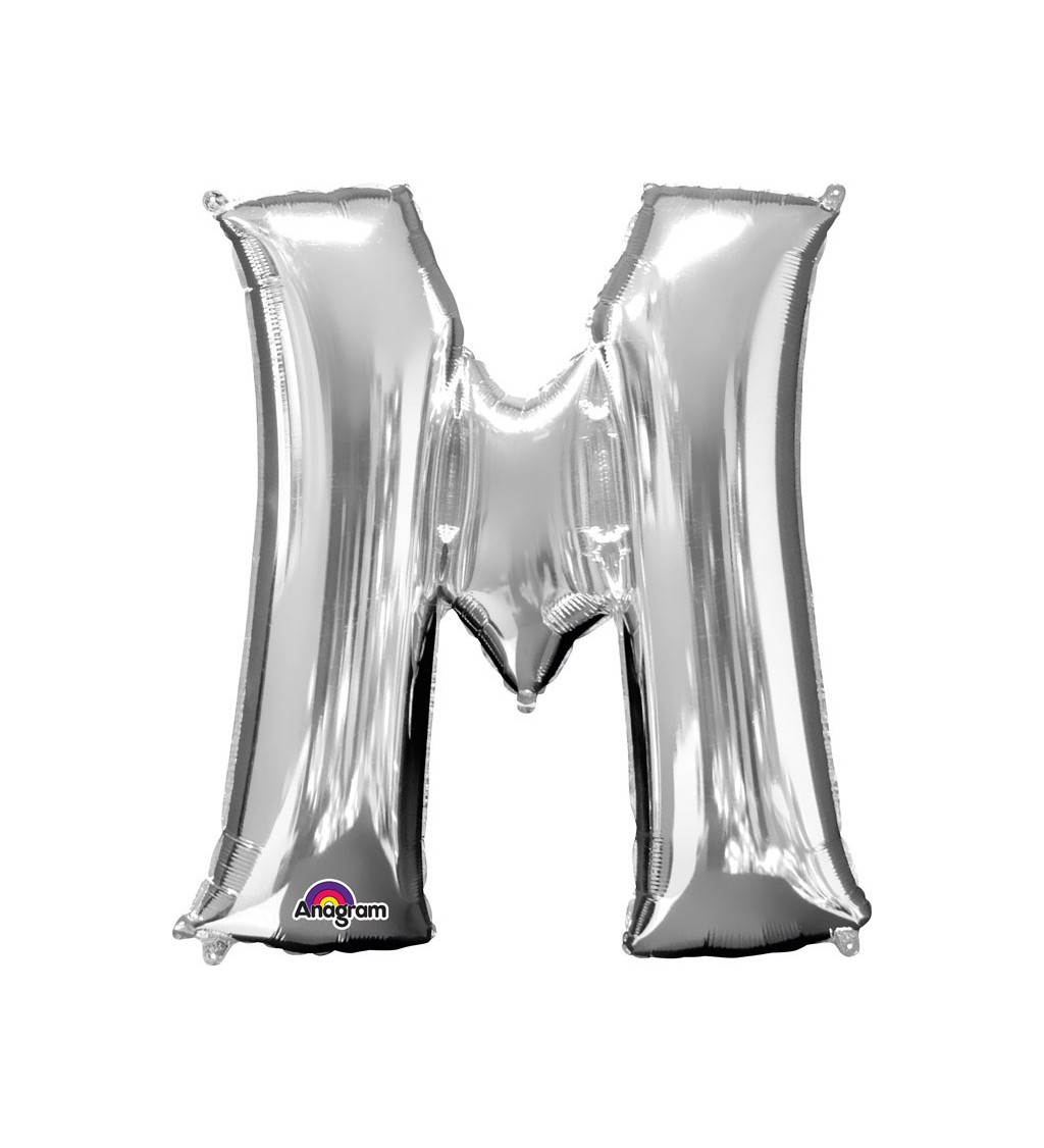 Stříbrný fóliový balónek písmeno M