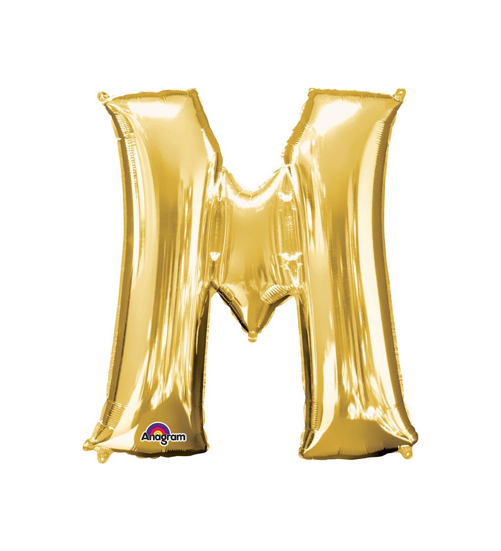 Zlatý fóliový balónek písmeno M