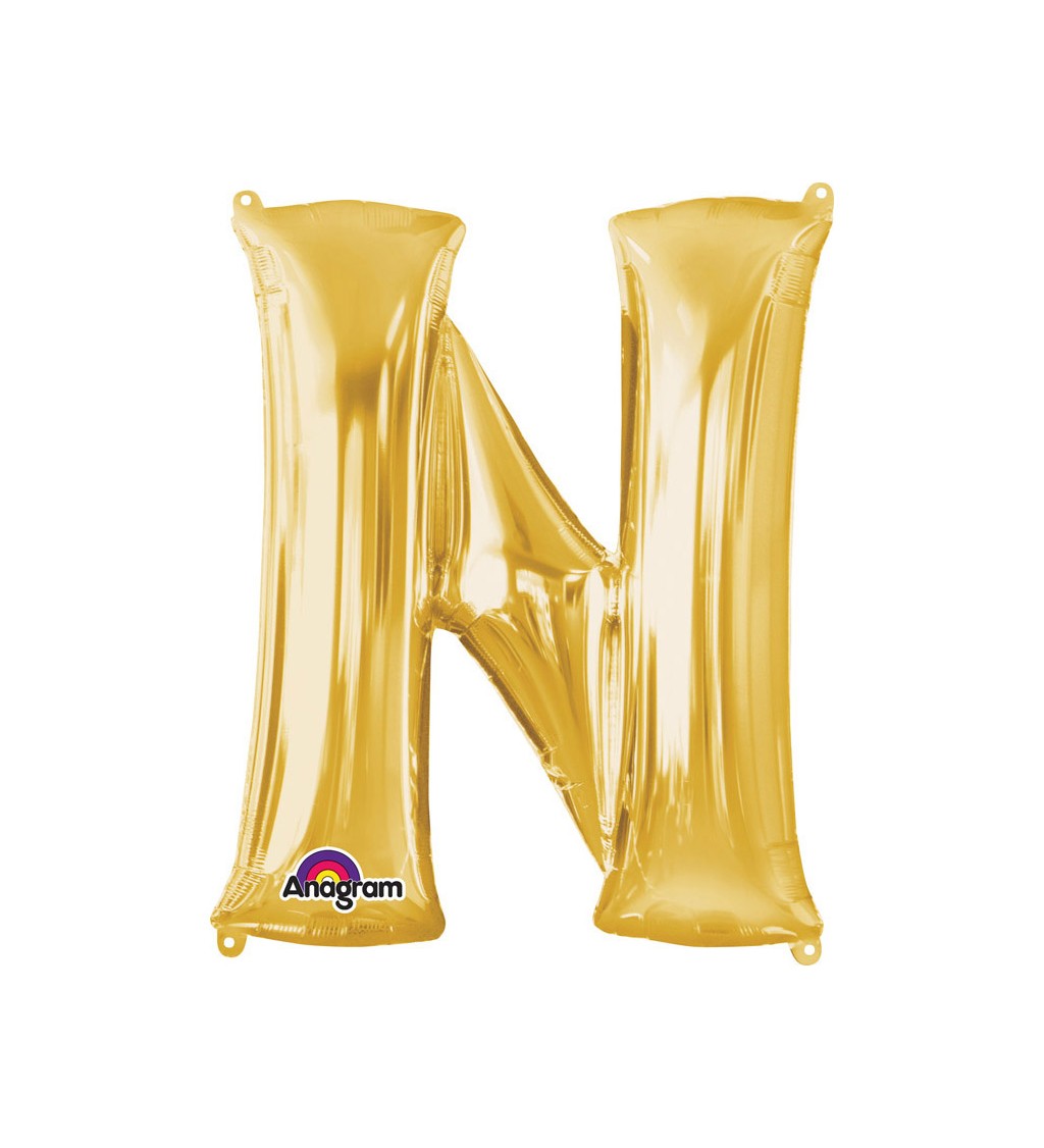 Zlatý fóliový balónek písmeno N