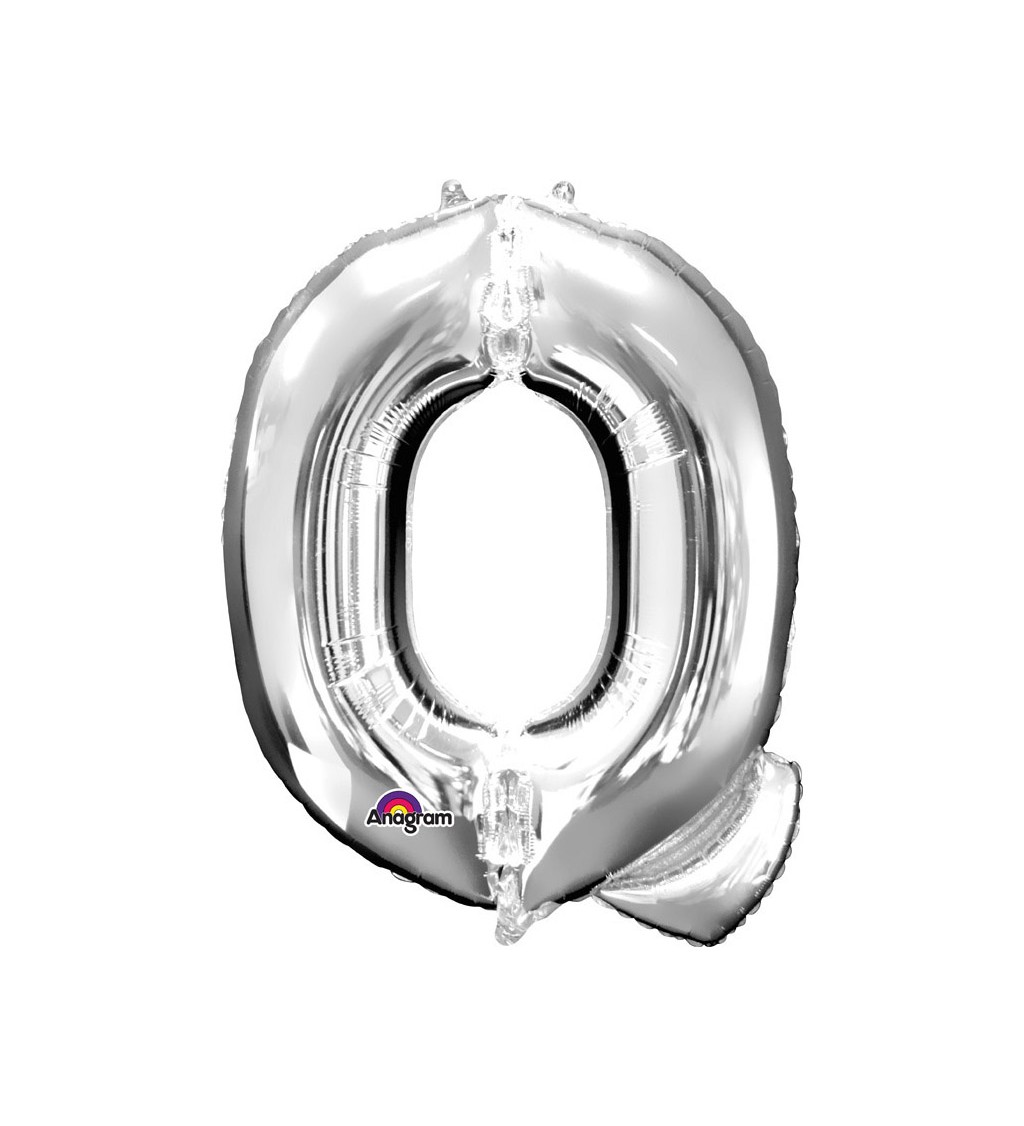 Stříbrný fóliový balónek písmeno Q