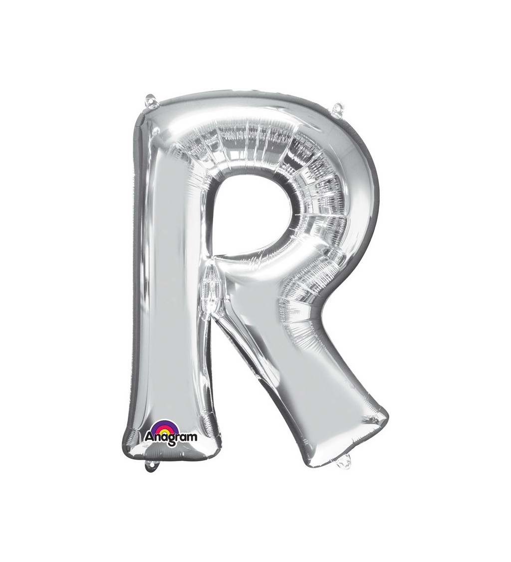 Stříbrný fóliový balónek písmeno R