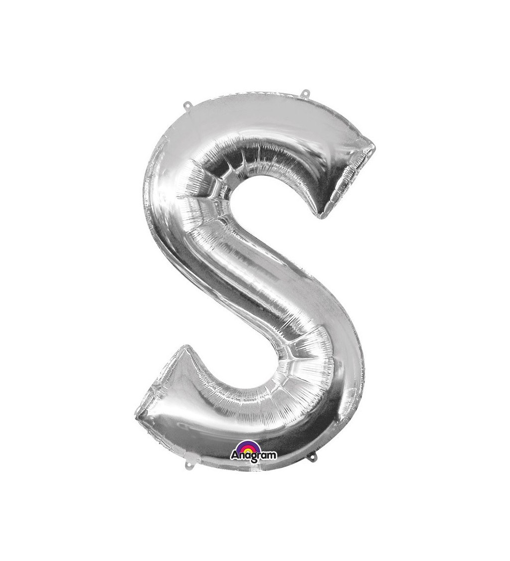 Stříbrný fóliový balónek písmeno S