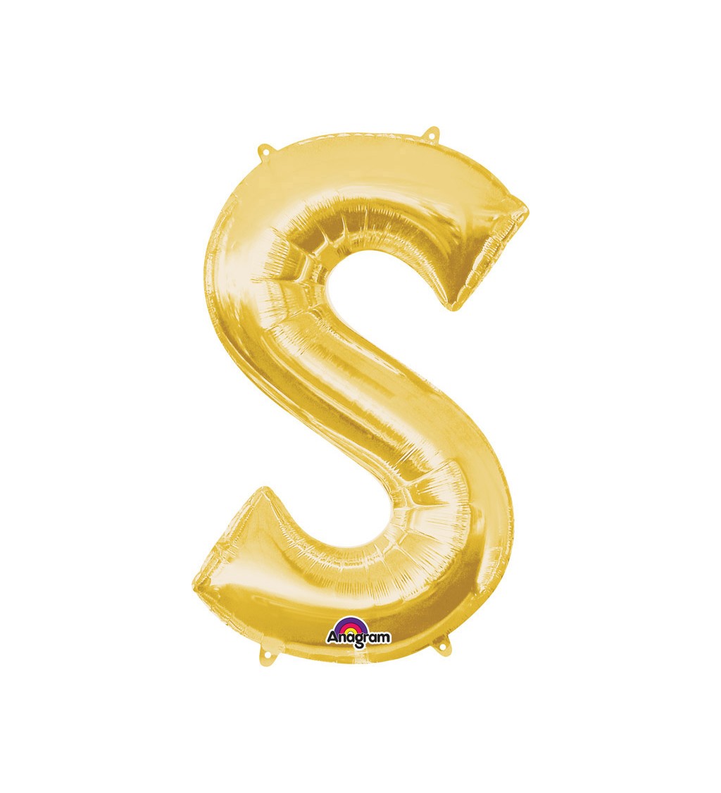 Zlatý fóliový balónek písmeno S