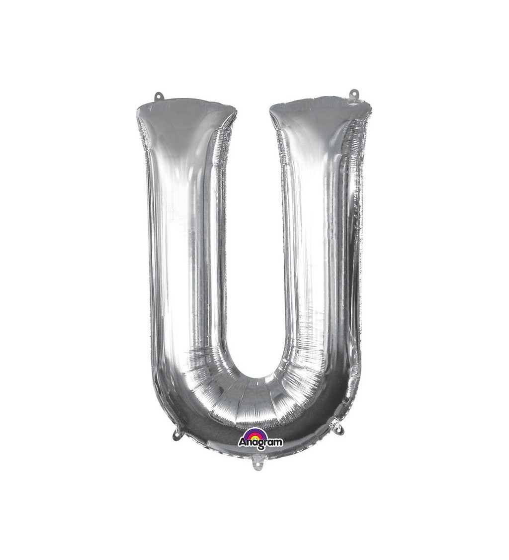 Stříbrný fóliový balónek písmeno U