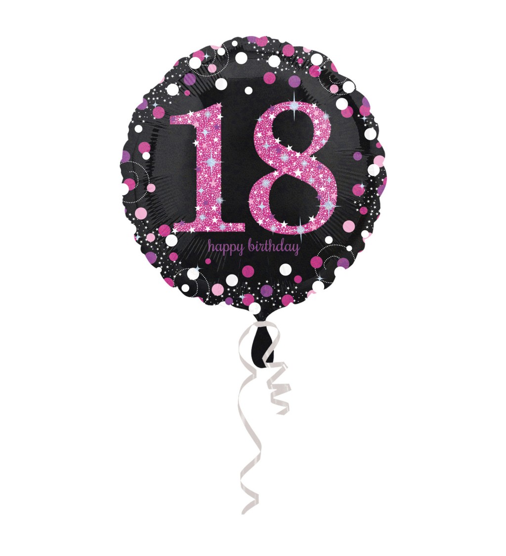 Růžový fóliový balónek s číslem 18