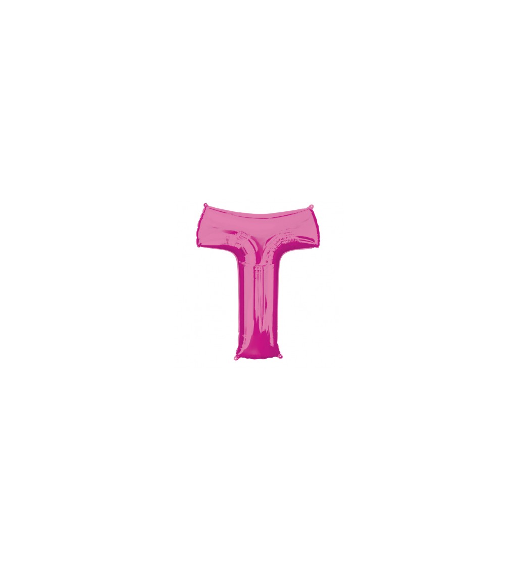 Růžový fóliový balónek písmeno T