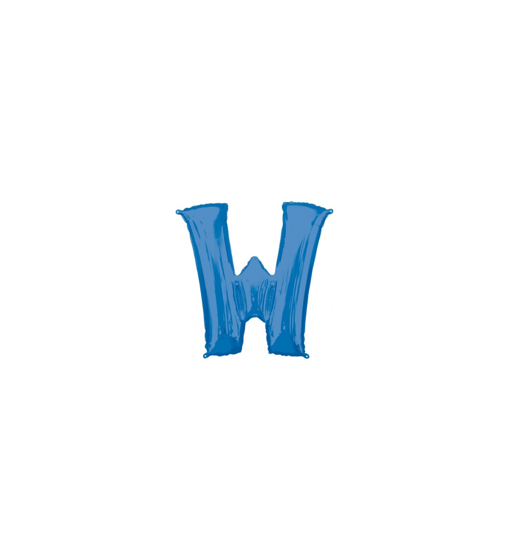 Modrý fóliový balónek písmeno W