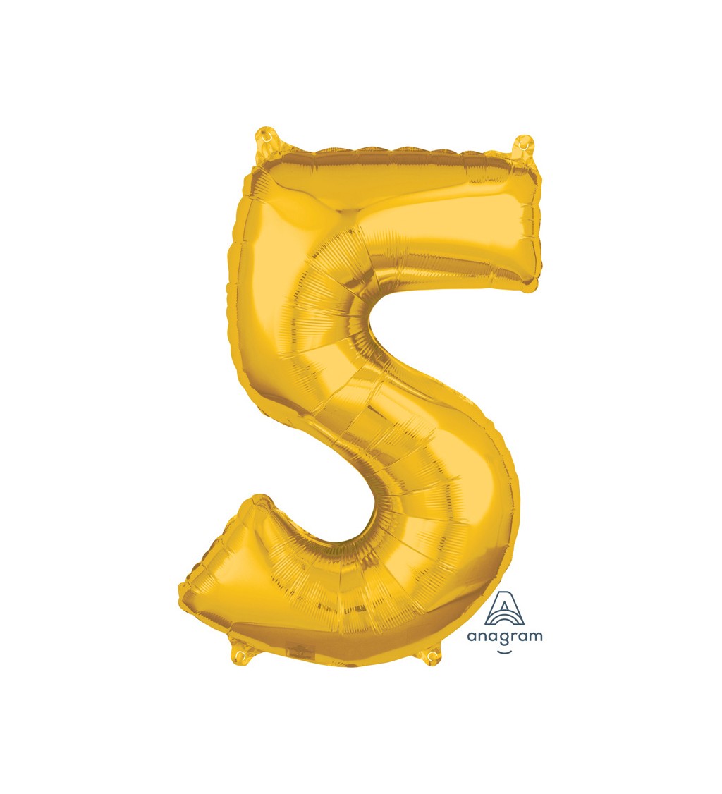 Číslo 5 zlatý fóliový balónek