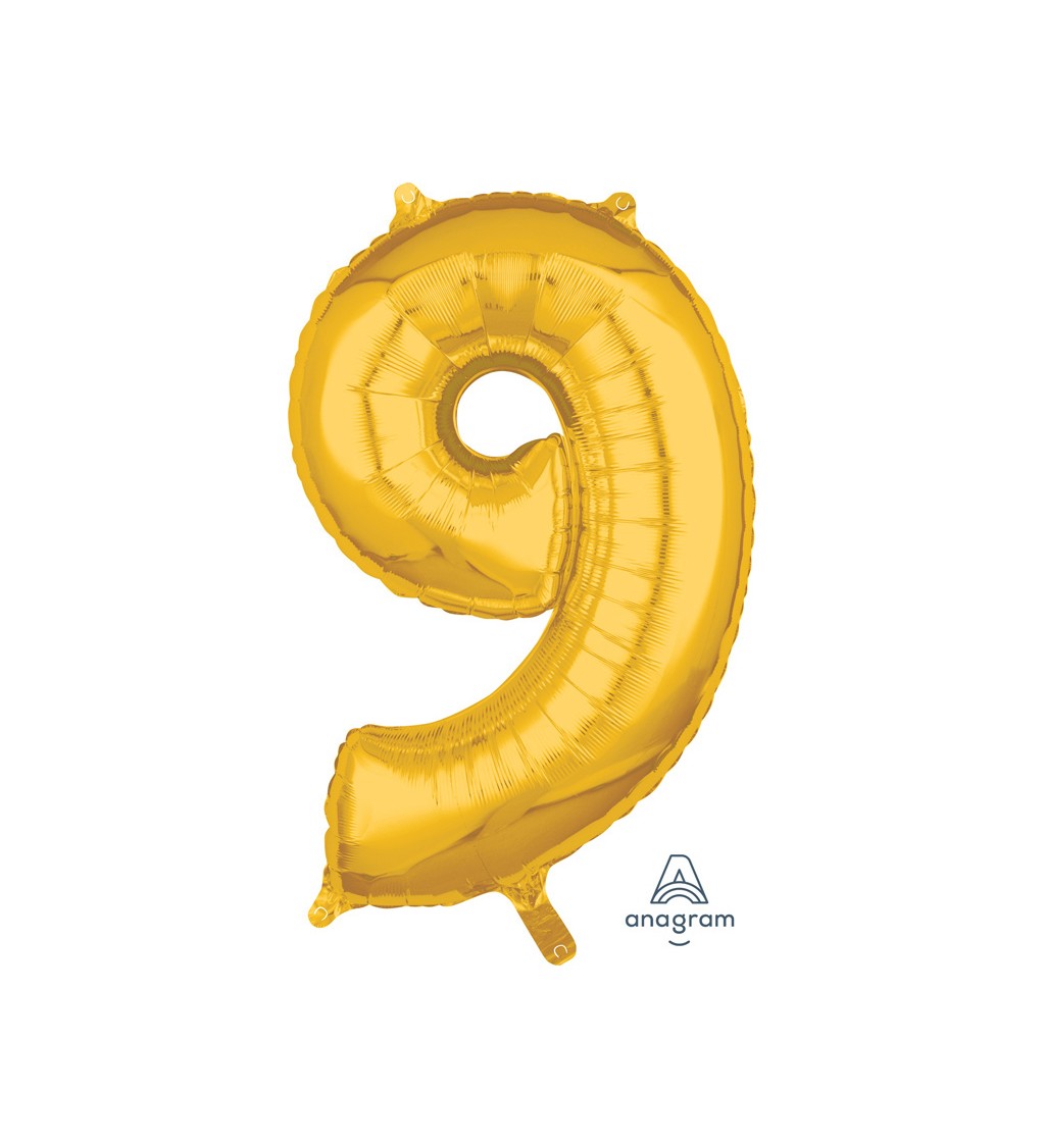 Číslo 9 zlatý fóliový balónek