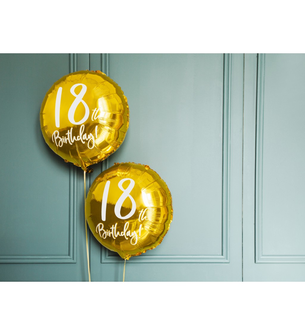 Zlatý fóliový balónek 18th Birthday