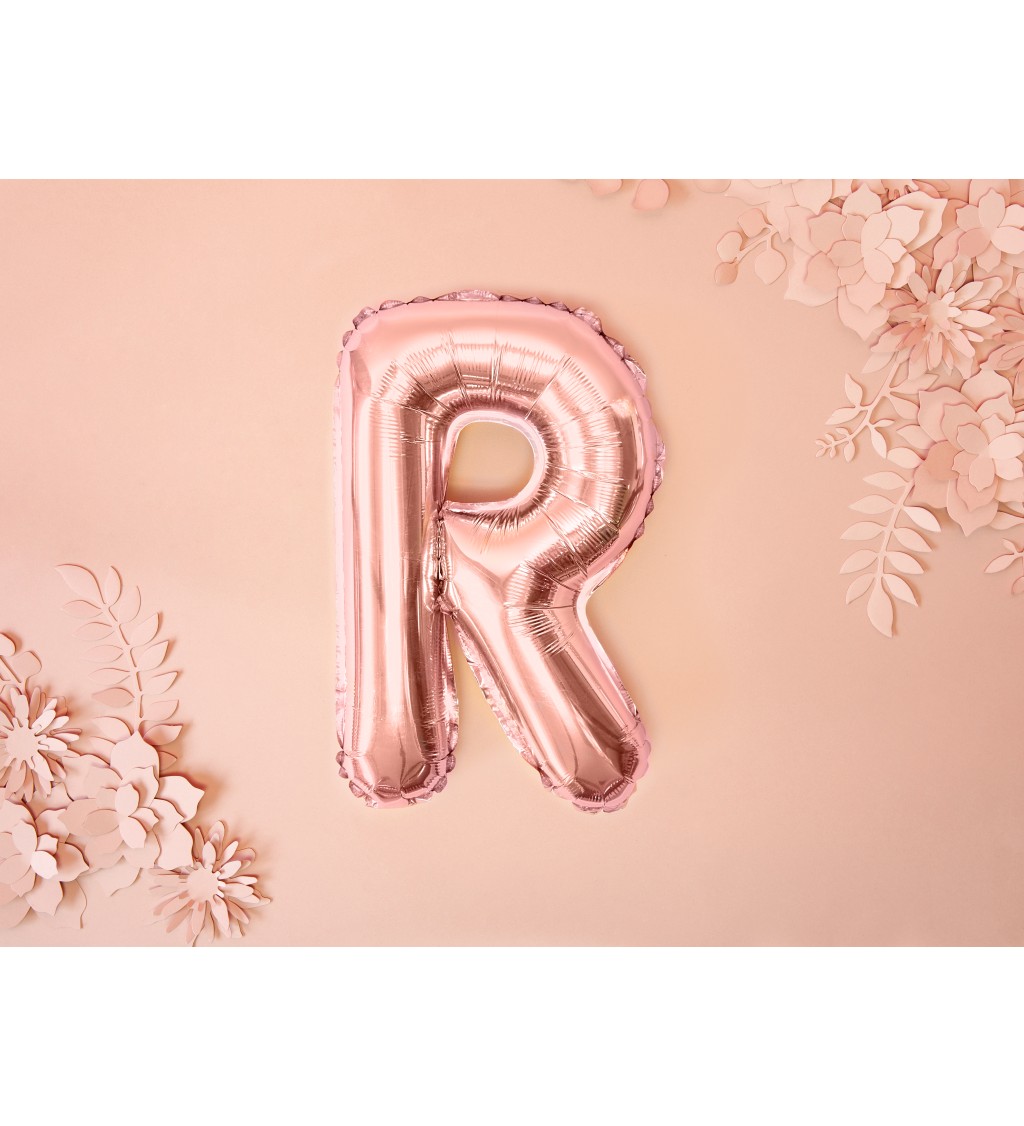 Fóliový balónek písmeno R růžové zlato