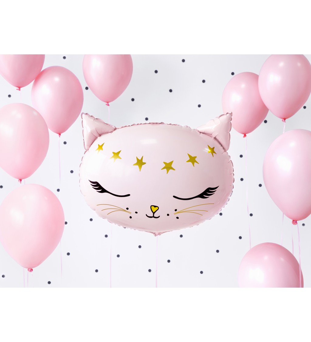 Fóliový balónek Růžová kočička
