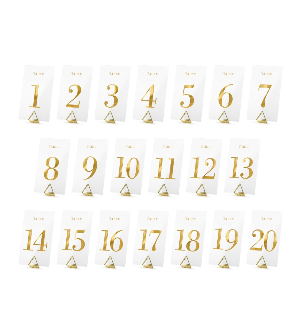Zlaté číslování stolů 1 - 20