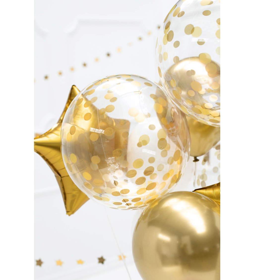 Balónek - průhledný se zlatými puntíky