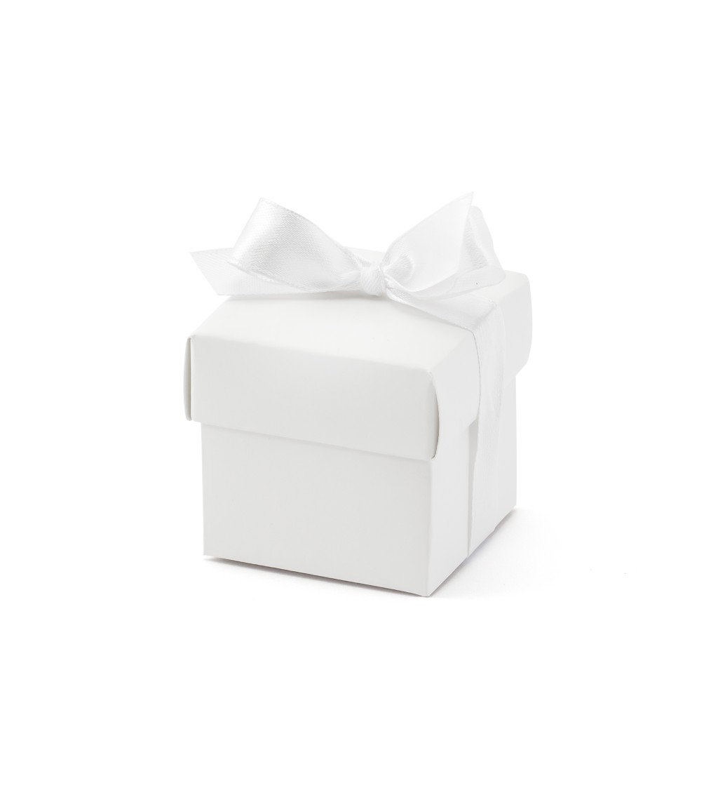 Bílá dárková krabička s mašlí sada