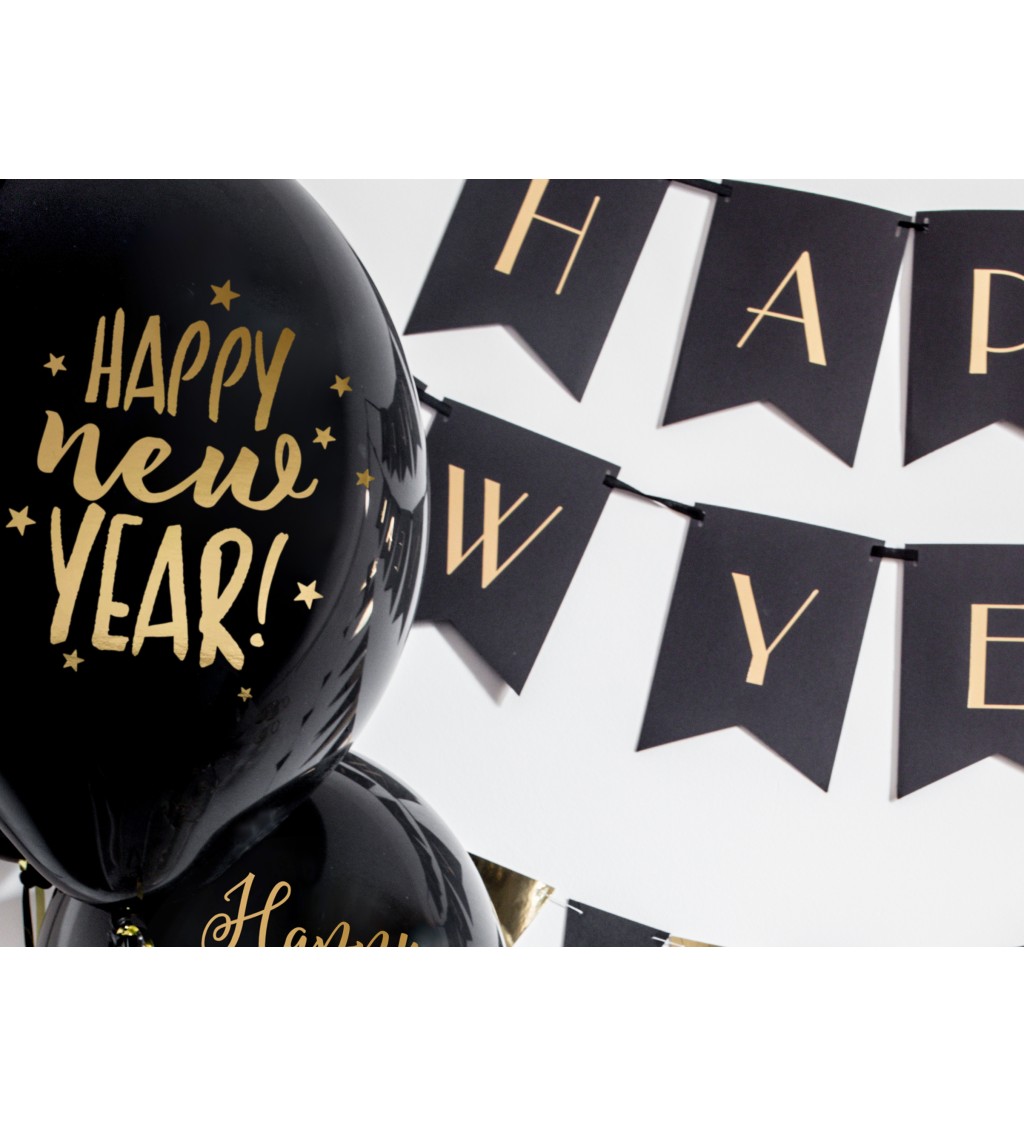 Černý balónek Happy New Year sada