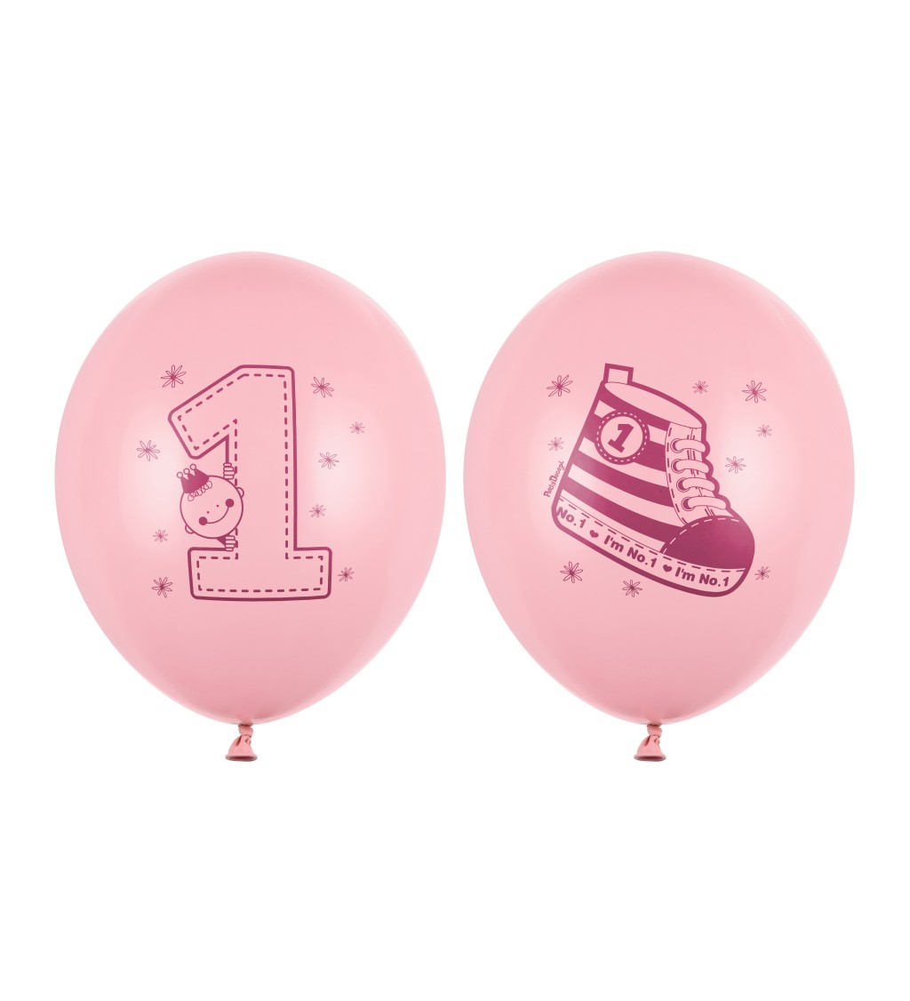 Světle růžový balónek 1. rok sada