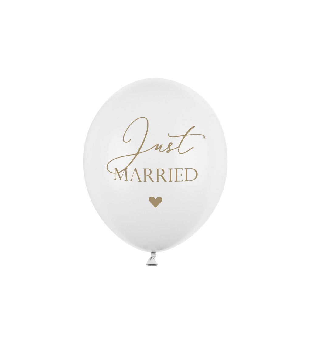 Pastelově bílý balónek Just Married sada