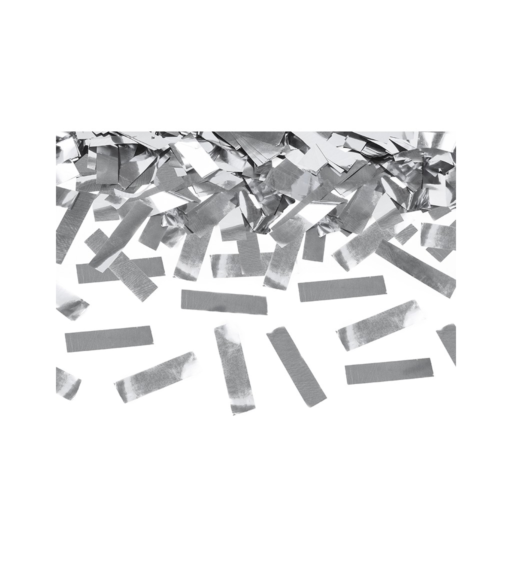 Vystřelovací konfety ve tvaru stříbrných proužků