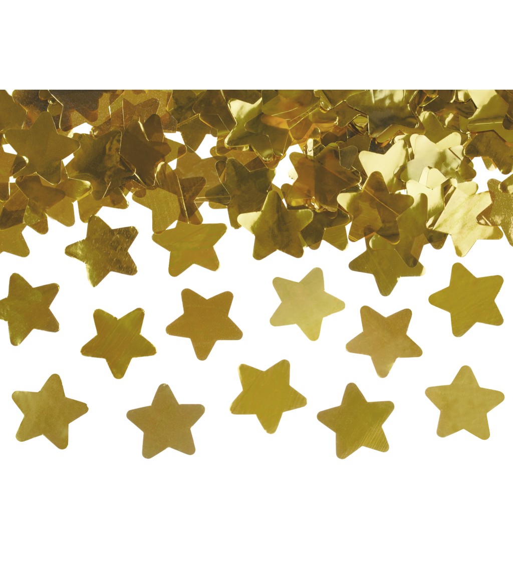 Zlaté vystřelovací konfety v podobě hvězd