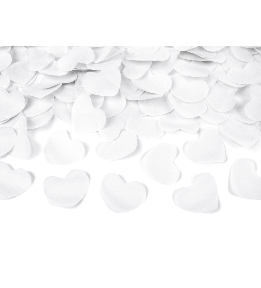 Vystřelovací konfety Bílá srdíčka